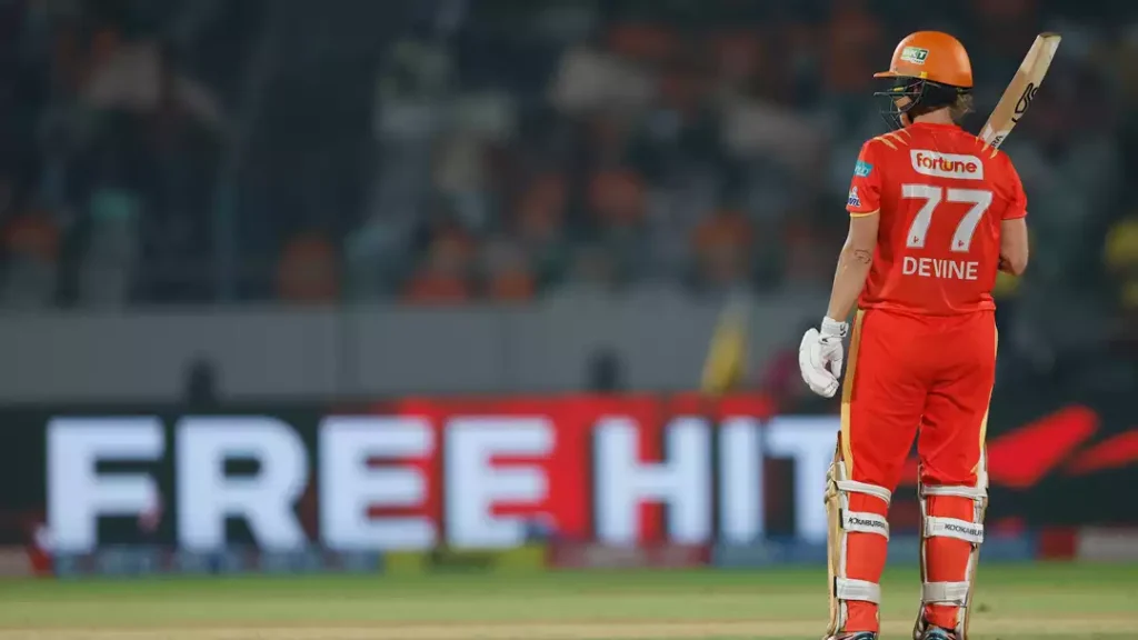 Sophie Devine celebrates her half-century for Gujarat Giants during WPL 2026 in Vadodara