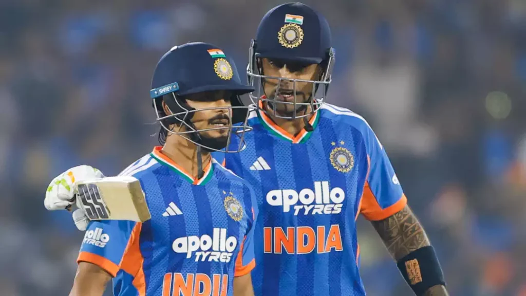Suryakumar Yadav and Ishan Kishan celebrate during India’s successful T20I chase