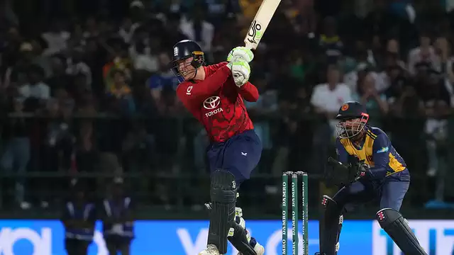 Tom Banton and Harry Brook celebrate during England win over Sri Lanka in T20I