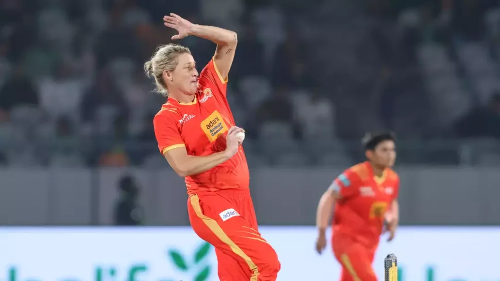 Sophie Devine bowling at the death in WPL 2026