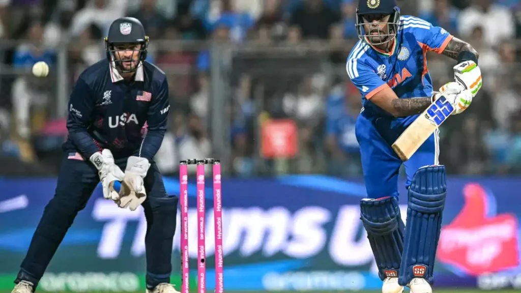 Suryakumar Yadav playing a composed innings at Wankhede Stadium