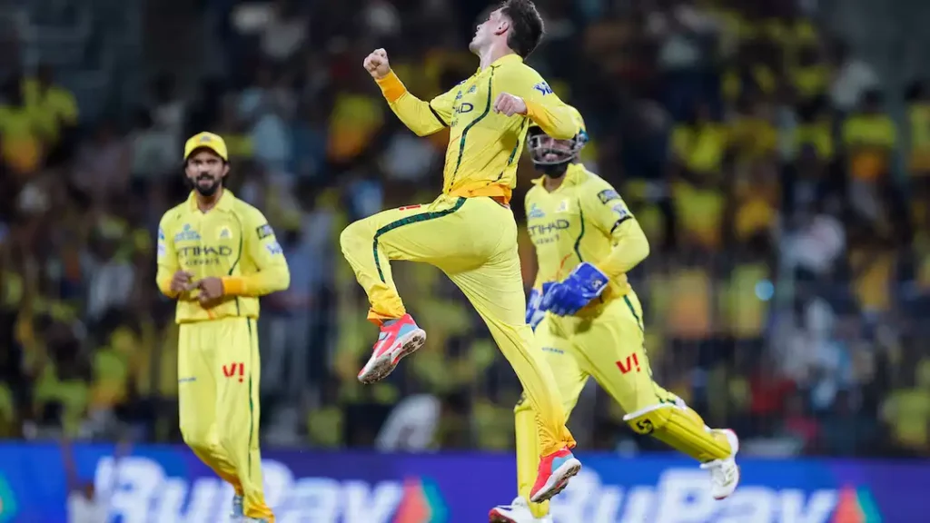 Noor Ahmad bowling against KKR in IPL 2026 match at Chepauk