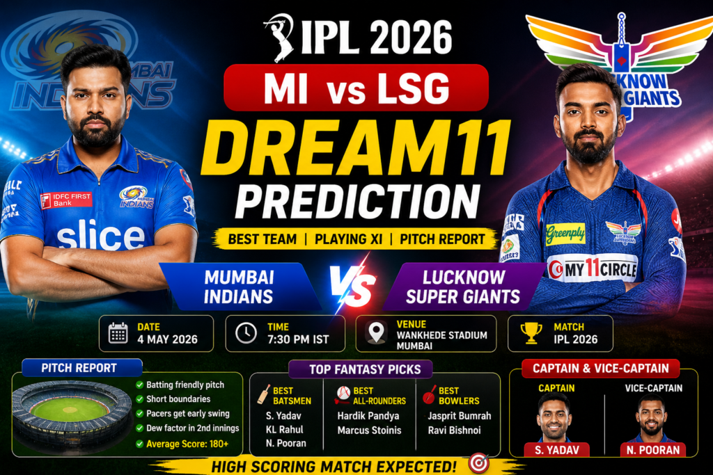 MI vs LSG Dream11 prediction IPL 2026 fantasy team