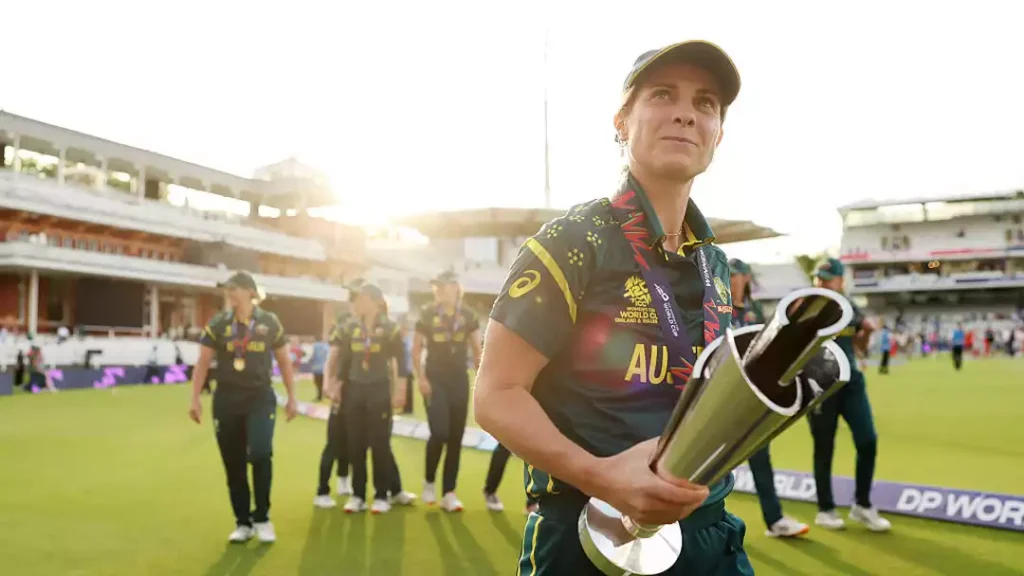 Australia captain Sophie Molineux celebrates Women's T20 World Cup 2026 victory at Lord's.